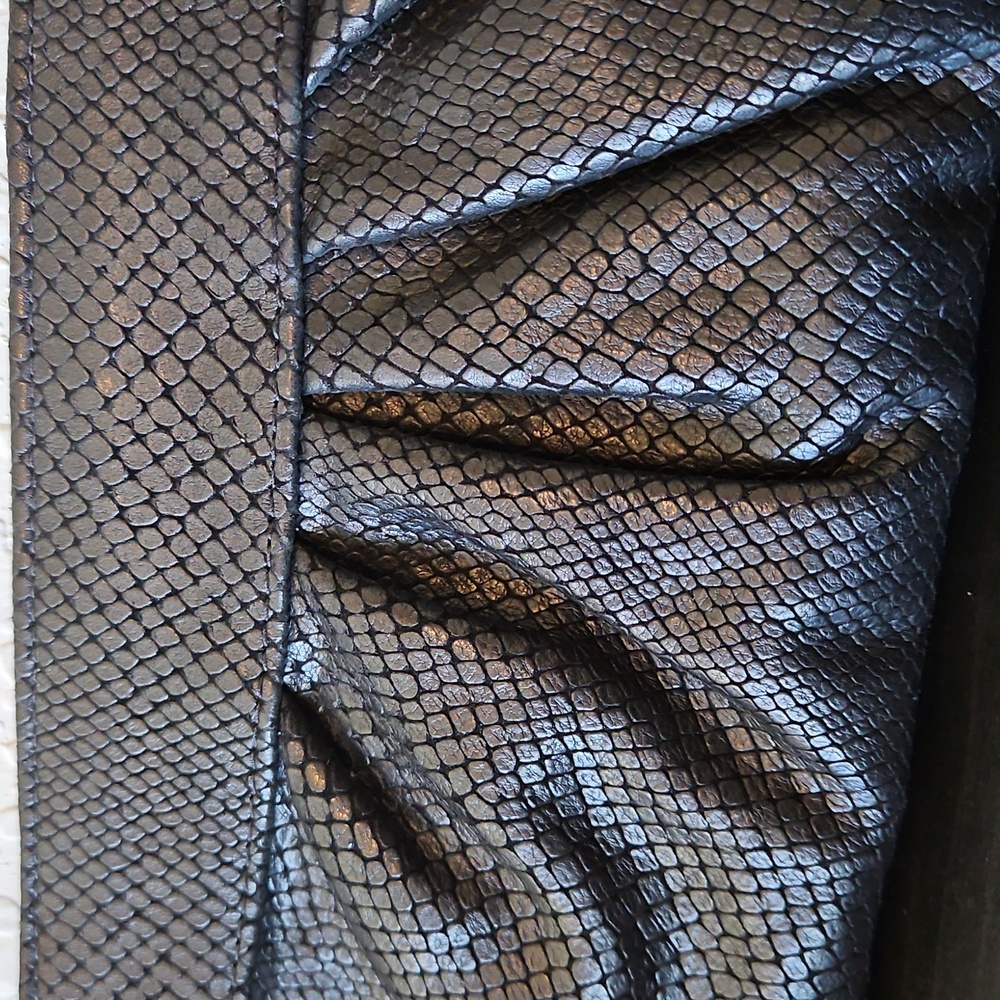 Lauren Merkin Black Snake Skin Print Clutch